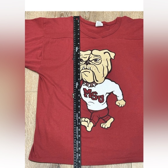 Vintage Mississippi State Bulldogs MSU 3/4 Sleeve Shirt Single Stitch Bully NCAA - Picture 3 of 9